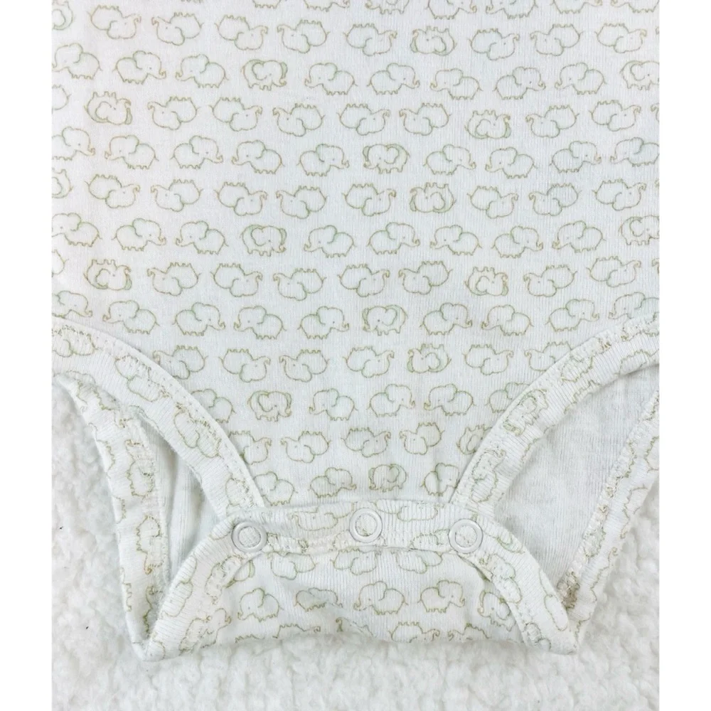 CARTER’S • Precious Firsts White/Cream Elephant Print Bodysuit Onesie, 3M